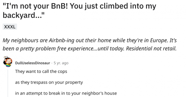 AirBnB Guests Trespass On Neighbors’ Property After Airbnb Was Closed
