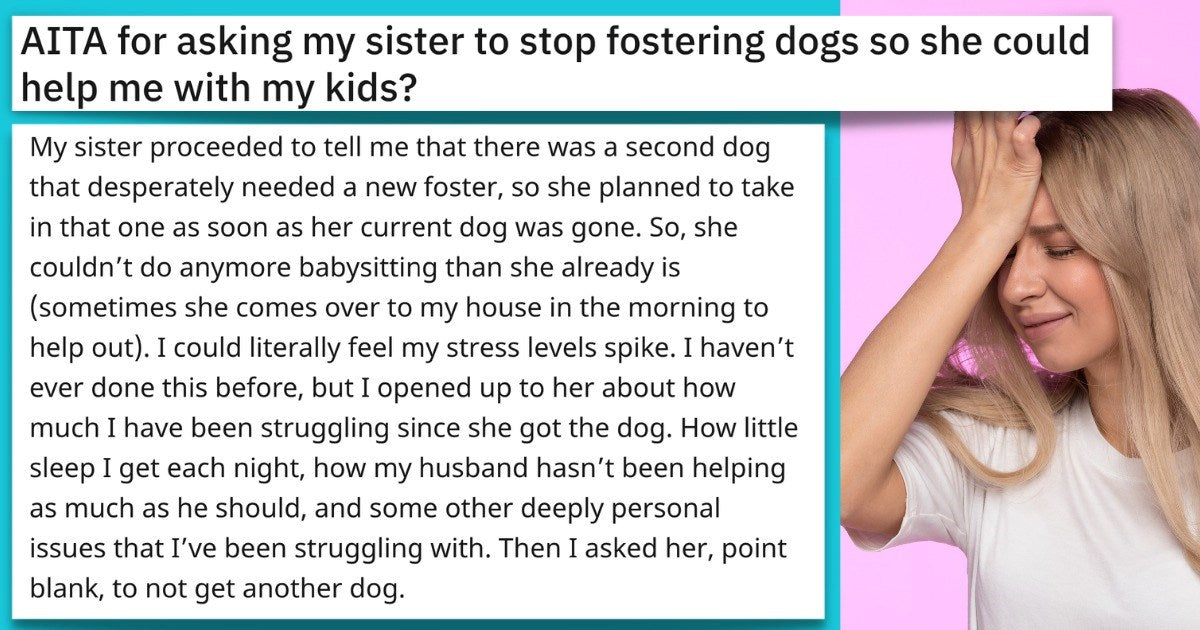 Woman Wants Her Sister To Stop Fostering Dogs And Babysit Her Kids Instead