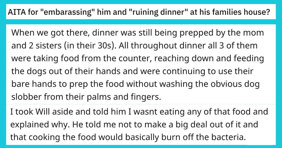 Germaphobe GF Refuses To Eat Food At Boyfriend’s House Because They Didn’t Wash Hands After Touching Dog