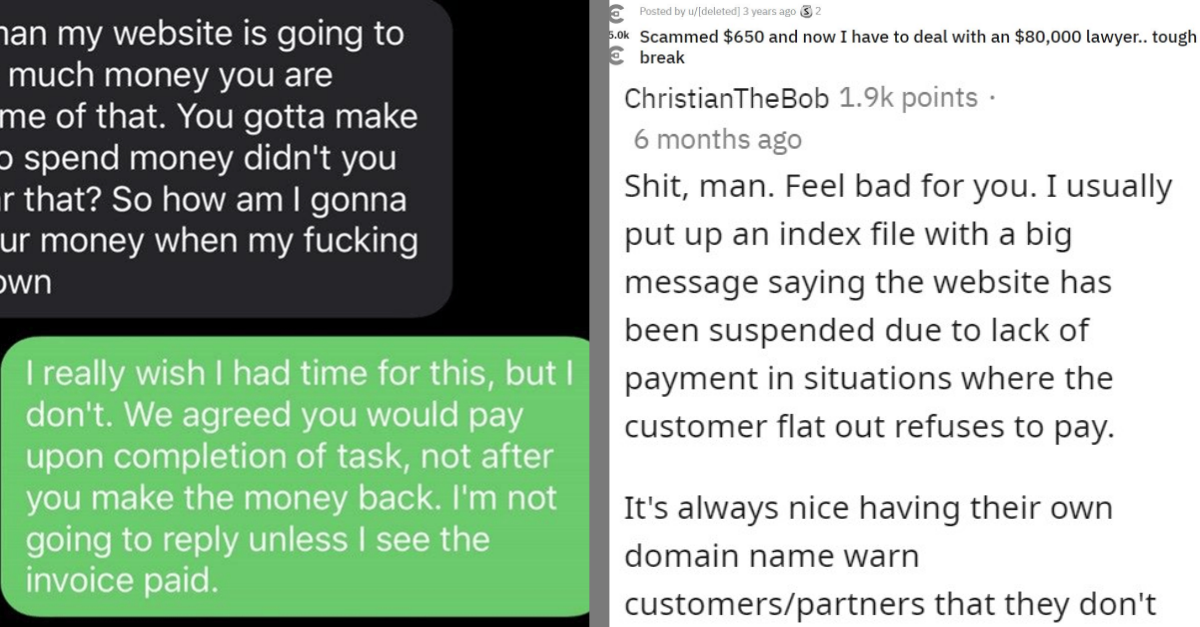 Freeloader Doesn’t Pay The Developer For Website, Gets Mad When It Is Taken Down