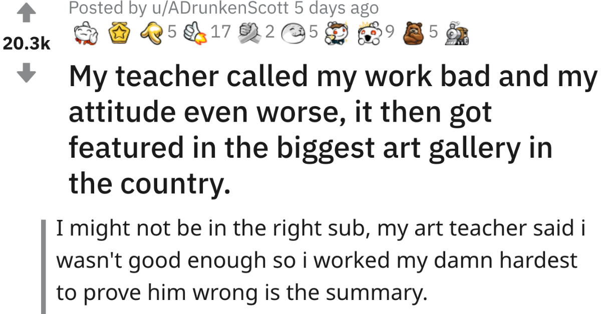 Students Artwork Gets Featured In A Gallery After Teacher Belittles Them