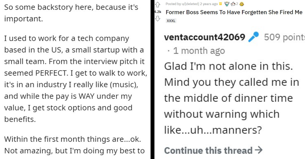 Boss Asks Fired Employee To Work Not Knowing She Fired them