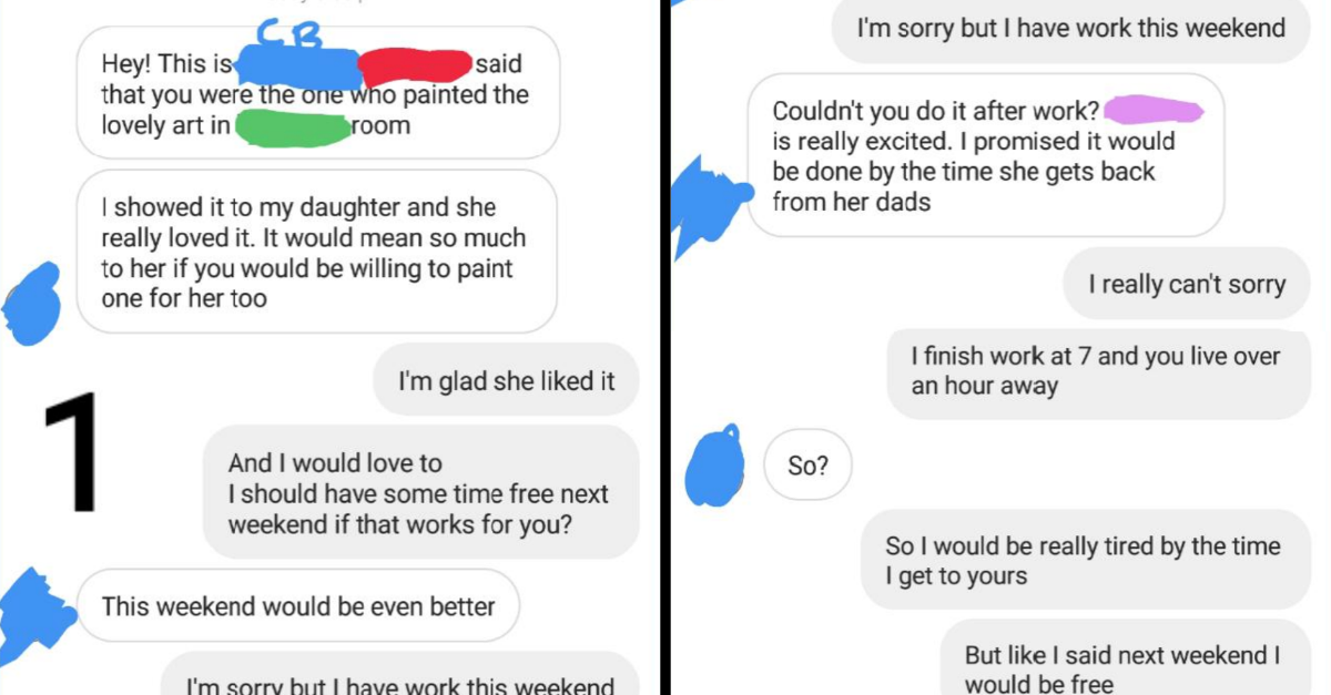 Entitled Single Parent Expects 12 Hours Of Labour From Artist