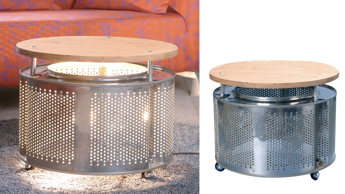 DIY Illuminated Coffee Table from a Washing Machine Drum