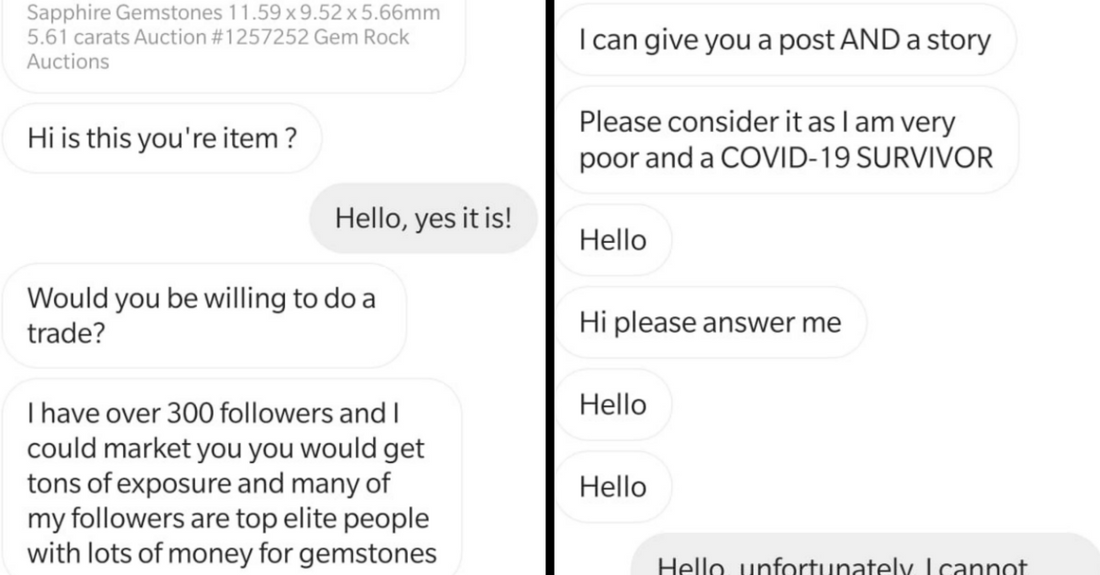 Choosing Beggar Threatens To Leave A Negative Review After Not Getting A Free Sapphire