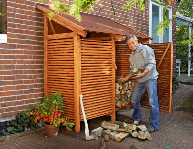 Build a DIY Outdoor Log Store with Canopy