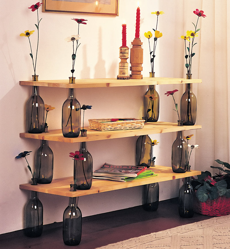 Creative DIY: Recycled Bottle Shelves & Candle Holders