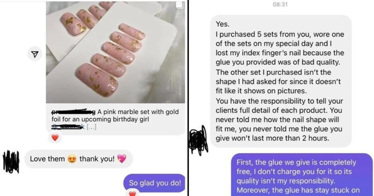 Karen Charges For A Refund After Losing The Nails She Paid For, Gets Called Out - grandgoldman.com