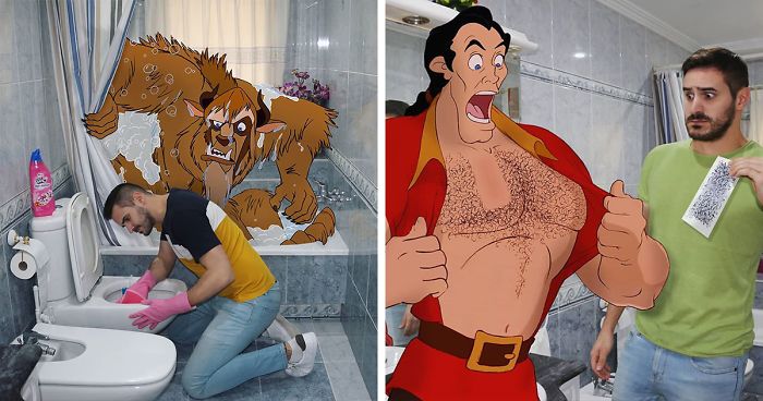 Guy Hilariously Edits Disney Characters Into His Photos