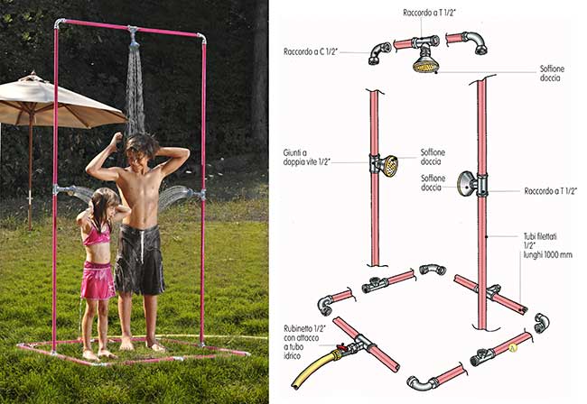 DIY Garden Shower with Plumbing Pipes: Cool Summer Fun
