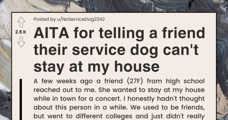 Redditor Asks If They’re Wrong For Telling Friend Her Dog Can’t Stay In Their House Even Though It’s Service Dog Or Not