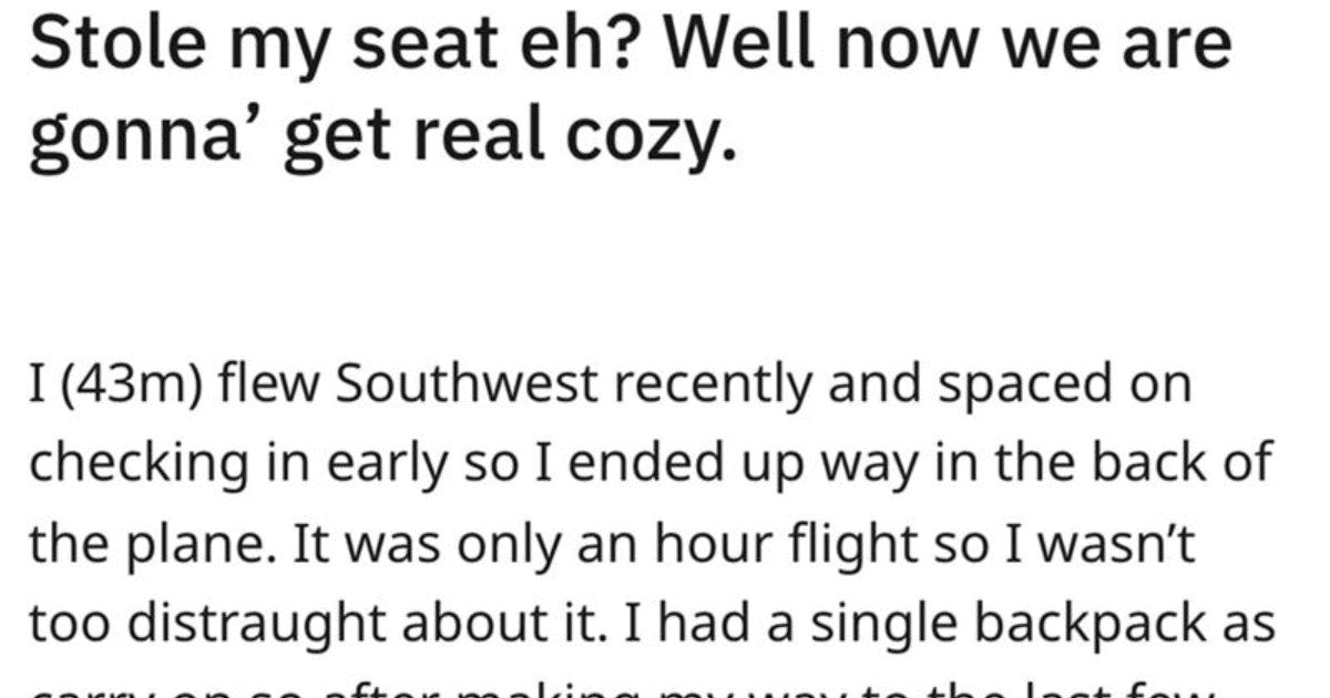 Man Steals Guy’s Plane Seat, So He Just Sits On Top of Him
