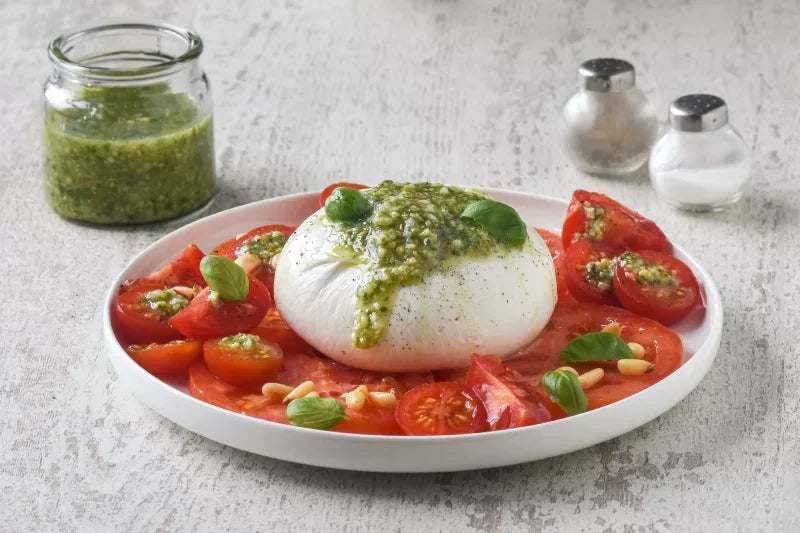 Burrata Salad with Tomato and Pesto Recipe (Fresh & Easy) - grandgoldman.com