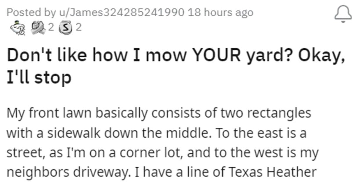 Entitled Neighbor Doesn’t Like How Neighbor Mows Lawn For Free, So He Stops, They Get Fined - grandgoldman.com
