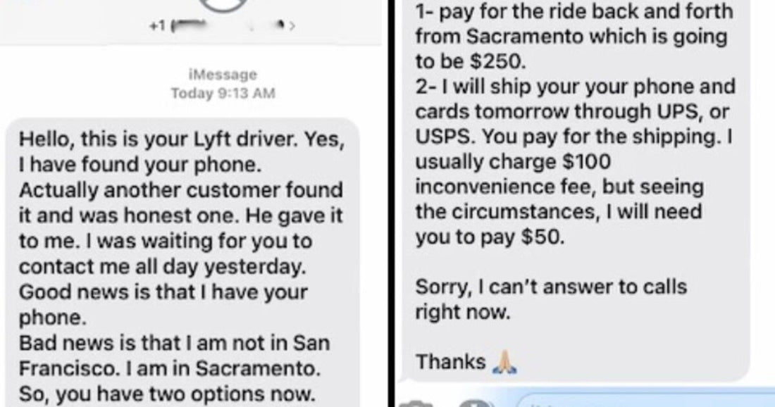 Lyft Driver Tries To Extort Customer For Phone, Customer Makes Them Regret It