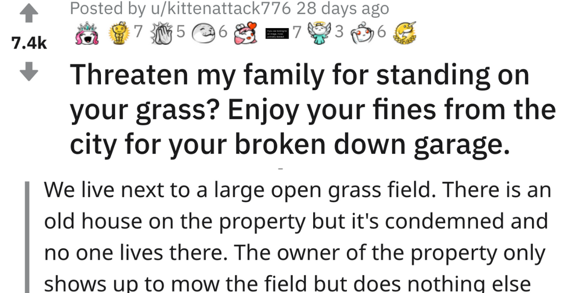 Guy Threatens Family For Standing On His Grass, Gets Sued
