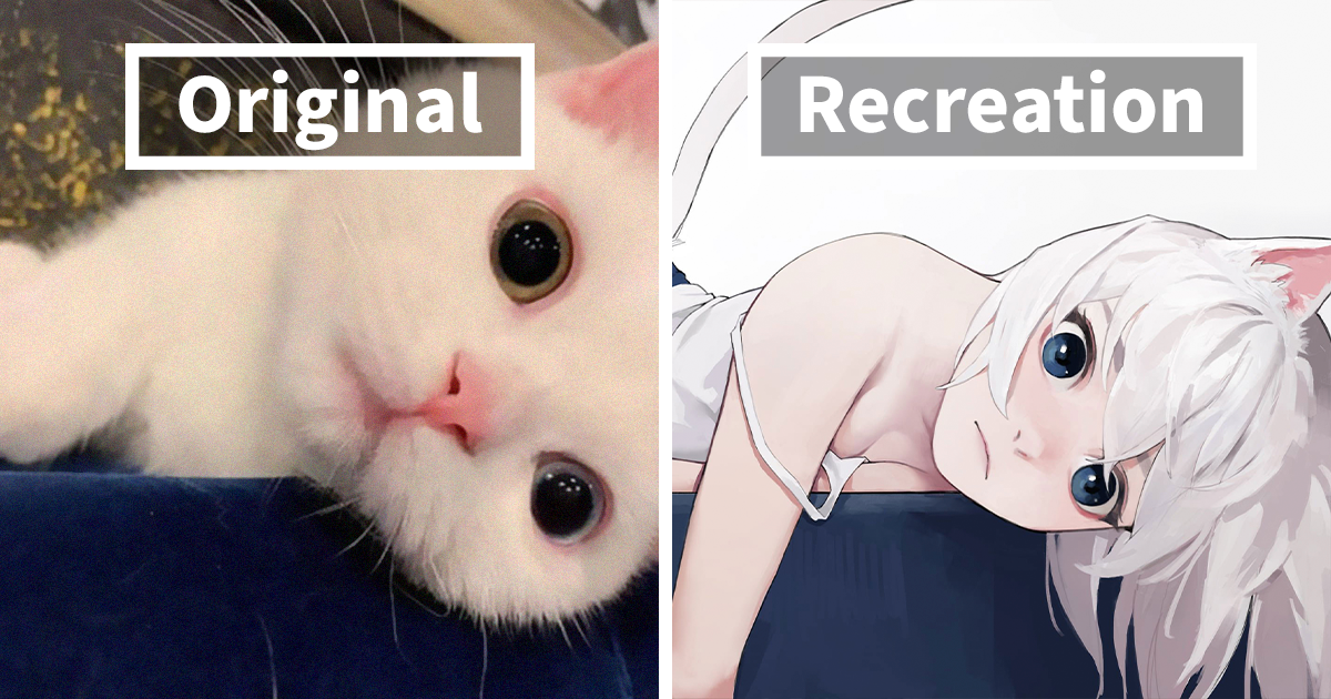 Japanese Illustrator Turns Cats Into Anime Girls And Results Are Amazing