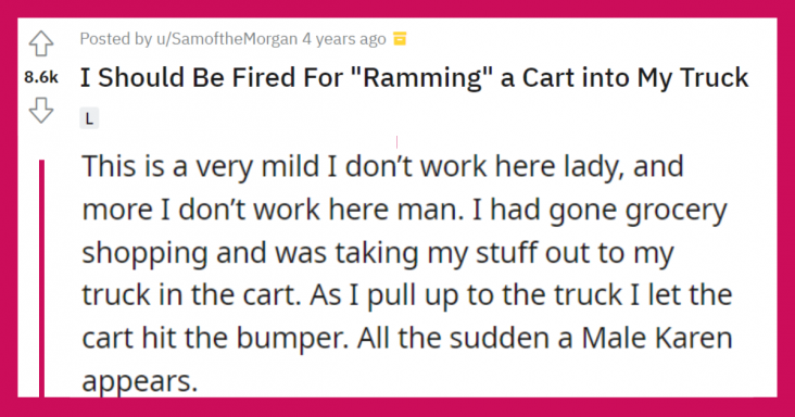 Entitled Guy Wants Customer To Be Fired Because He Hit Their Own Truck With A Cart