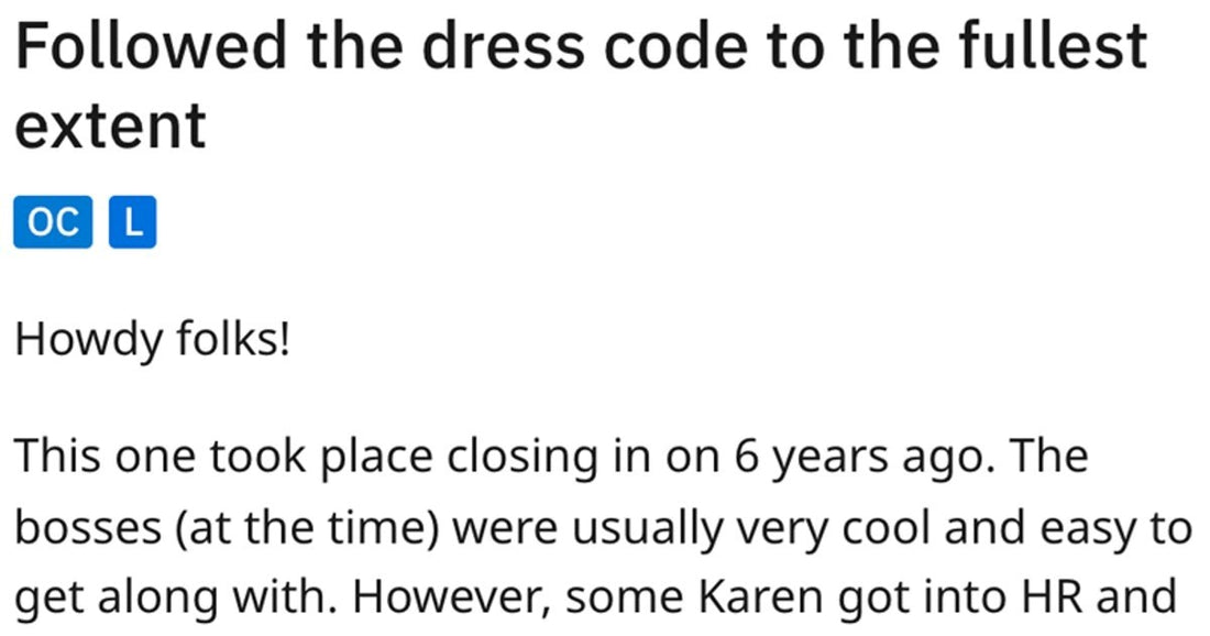 HR Karen Writes Toxic Dress Code Overnight, Employee Follows It To Full Extent And Make Her Regret