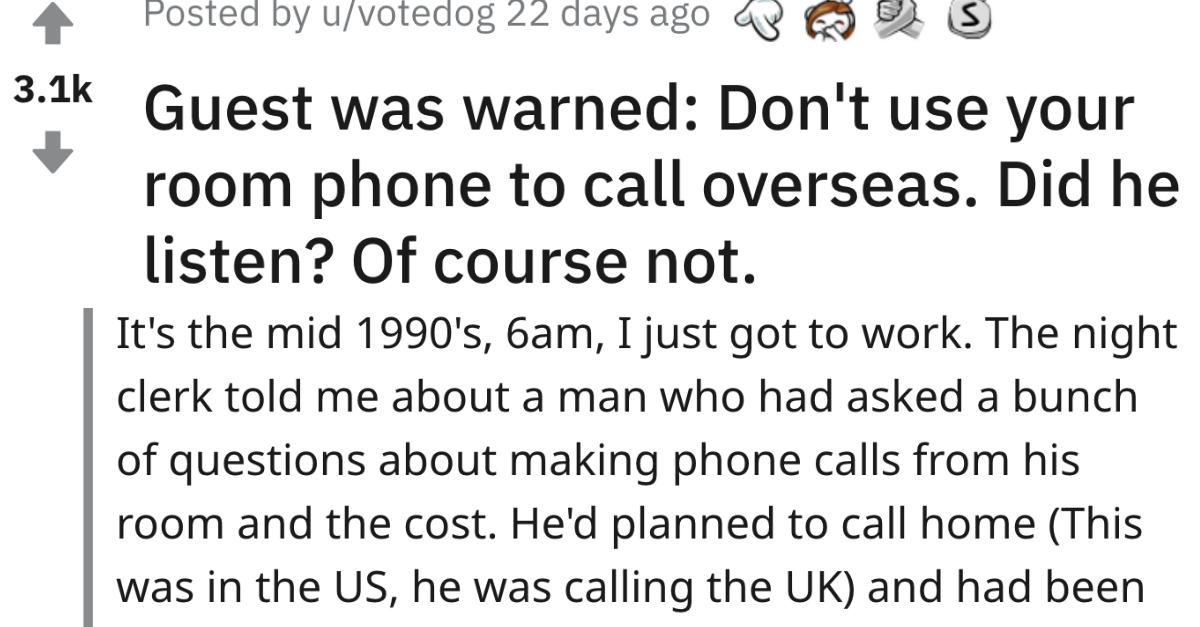 Guest Loses It & Destroys Hotel Room When Hotel Charges Him For Making Calls Overseas