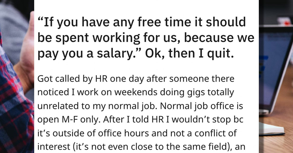 HR Tells Employee He Should Work Weekends If He Has Time To Complete Freelance Work, He Quits - grandgoldman.com