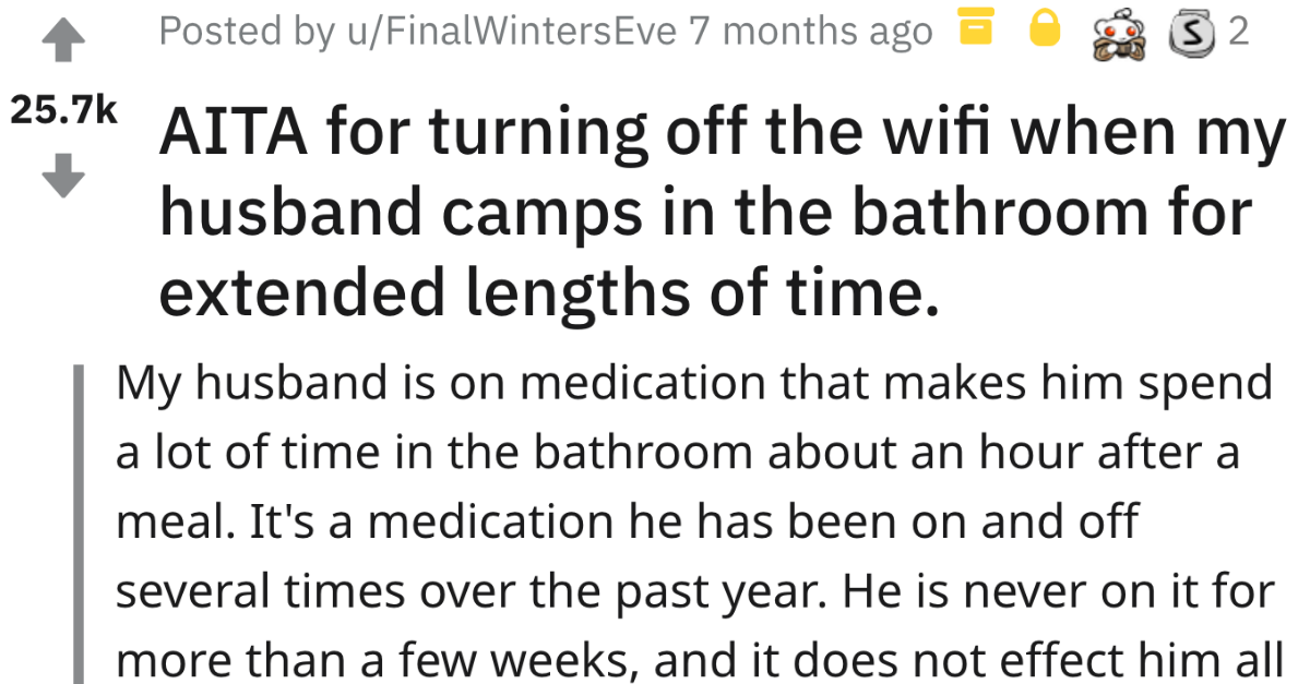 Wife Turns Off Wifi Because Husband Spends Time In Toilet To Avoid Taking Care Of Kids - grandgoldman.com
