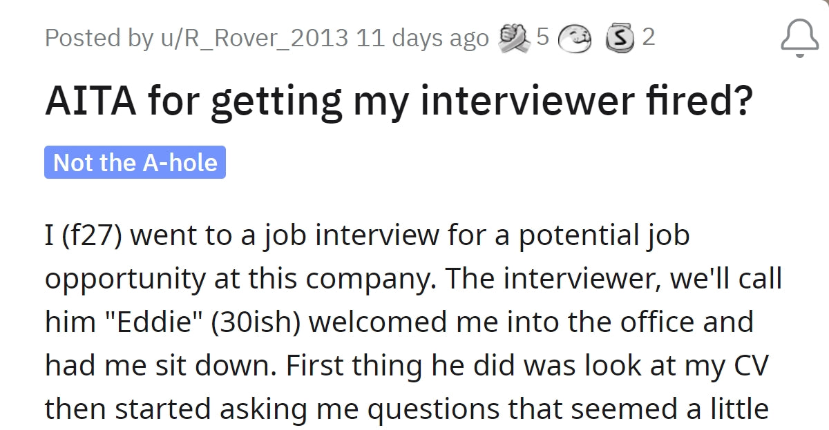 Woman Gets Her Interviewer Fired For Asking Inappropriate Questions