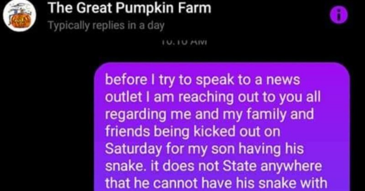 Karen Brings A Snake To A Pumpkin Farm, Goes Ballistic When Business Kicks Her Out