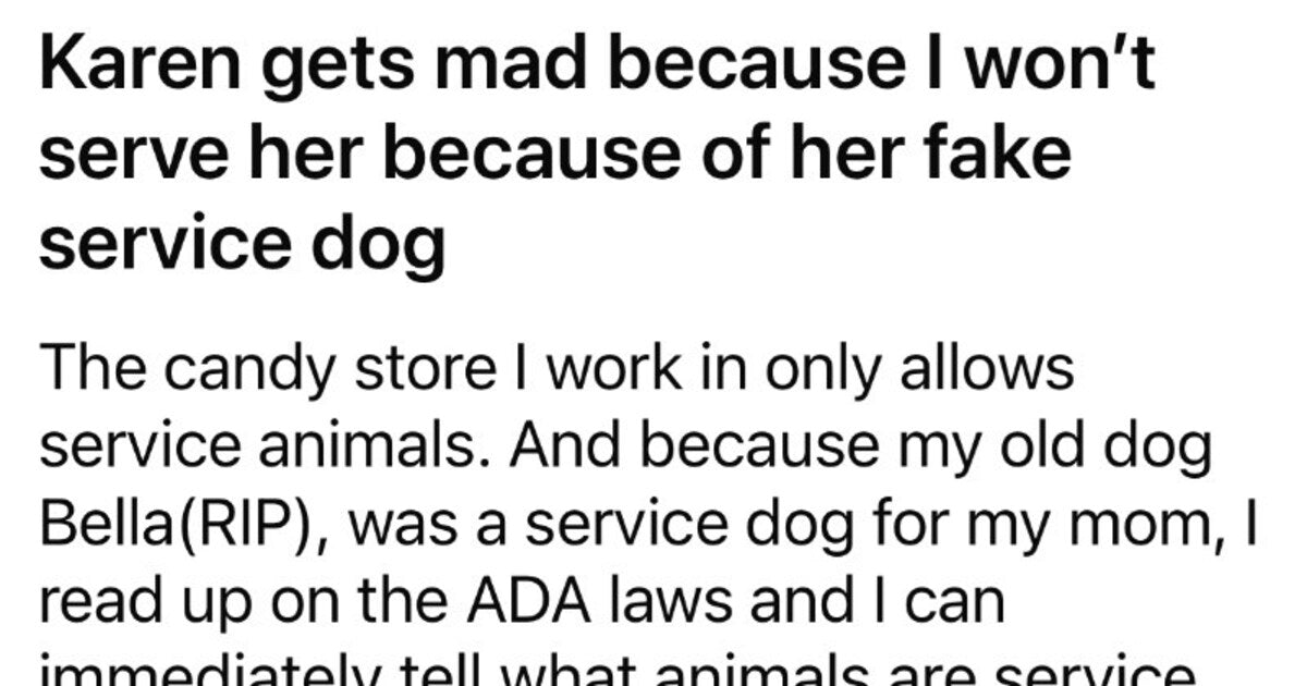 Karen Tries To Fake Her Dog As A Service Dog To Enter A Candy Store, Gets Told Off, Loses Her Mind
