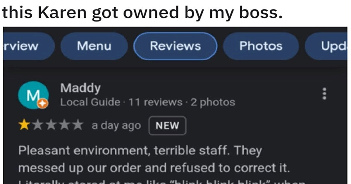 Karen Leaves A One-Star Review For Restaurant And Gets Destroyed By The Owner - grandgoldman.com