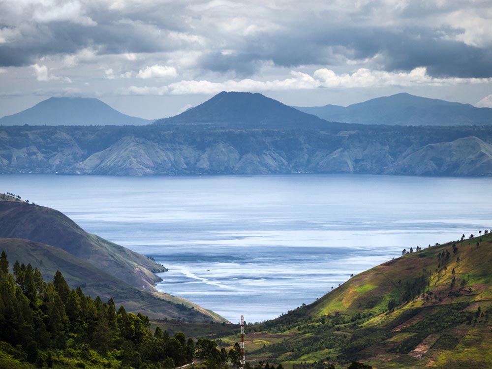 Lake Toba in Indonesia is the largest volcanic lake in the world