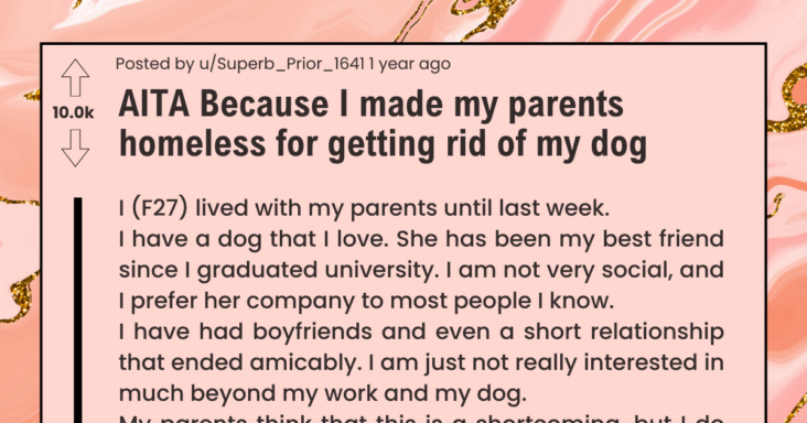 Daughter Makes Her Parents Homeless Because They Got Rid Of Her Dog