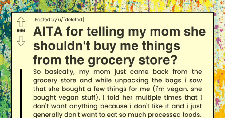Vegan Daughter Slams Mom And Tells Her To Not Buy Grocery For Her, Mom Gets Upset
