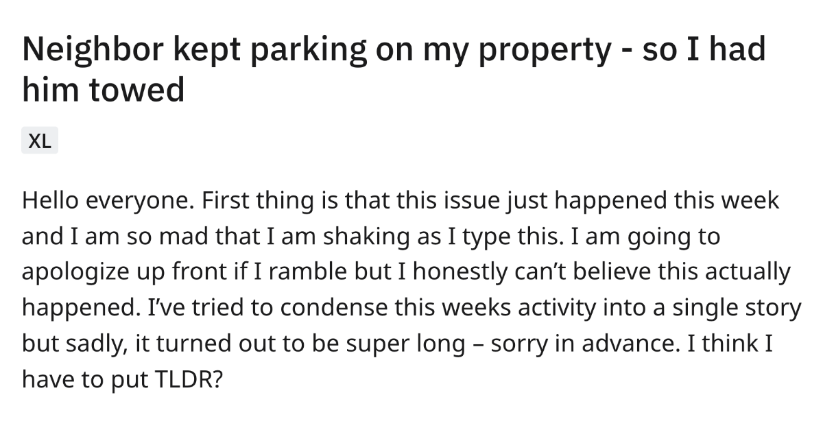 Neighbor Digs Their Own Grave By Repeatedly Parking In Woman’s Driveway - grandgoldman.com