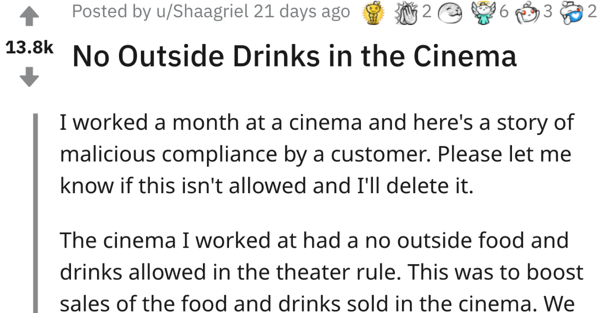 Cinema Employee Shared How These Kids Got Around ‘No Drinks Allowed Inside Cinema’ - grandgoldman.com