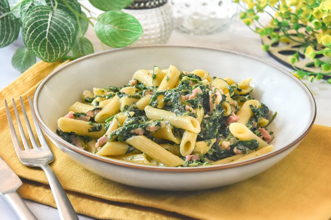 Pasta with Spinach Easy Healthy Dinner Recipe - grandgoldman.com