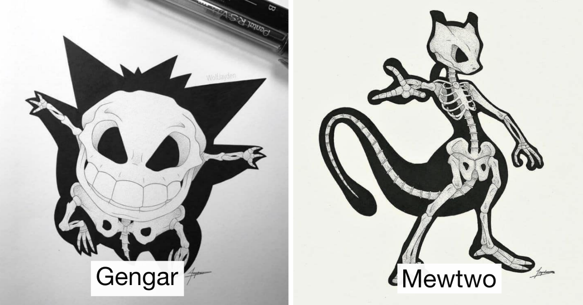 Artist Illustrated Skeleton Versions Of Pokémon That Are Terrifyingly ...