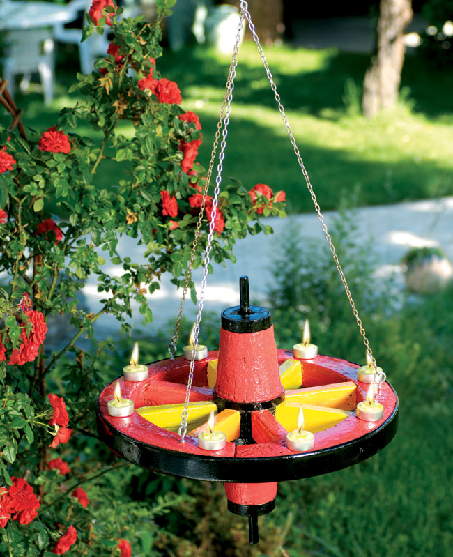 DIY Candle Holder from an Old Wagon Wheel