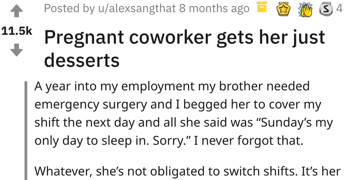 Pregnant Manager Gets Taste Of Their Own Medicine By Employee