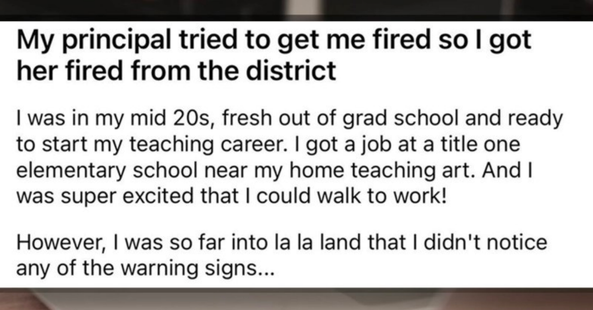 Teacher Gets Manipulative Principal Fired From Her Position