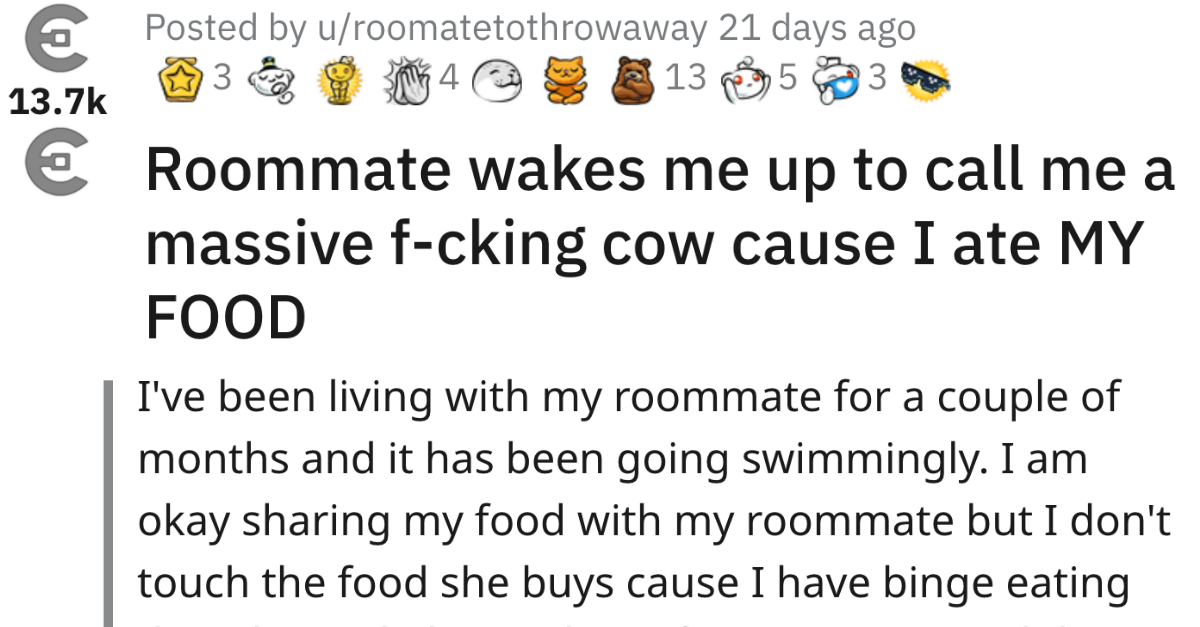 Girl Gets Mad For Not Getting Free Food From Her Roommate, Calls Her A ‘Cow’
