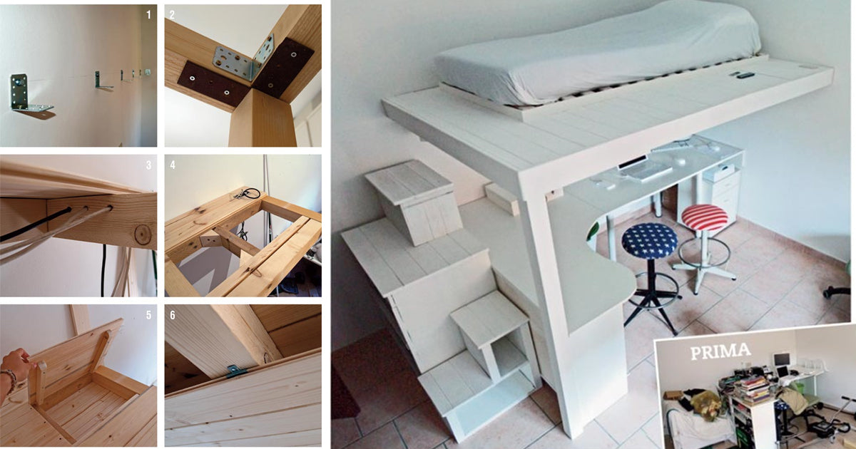 DIY Wooden Loft Bed with Built-in Desk: A Father-Son Project
