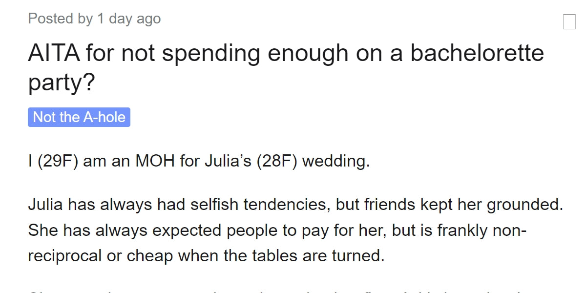 Woman Goes Full Bridezilla After Her Bridesmaids Refuse To Spend Thousands On Her Bachelorette Party