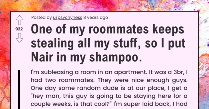 Redditor Takes Revenge On Annoying Roommate By Putting Hair Loss Cream In The Shampoo