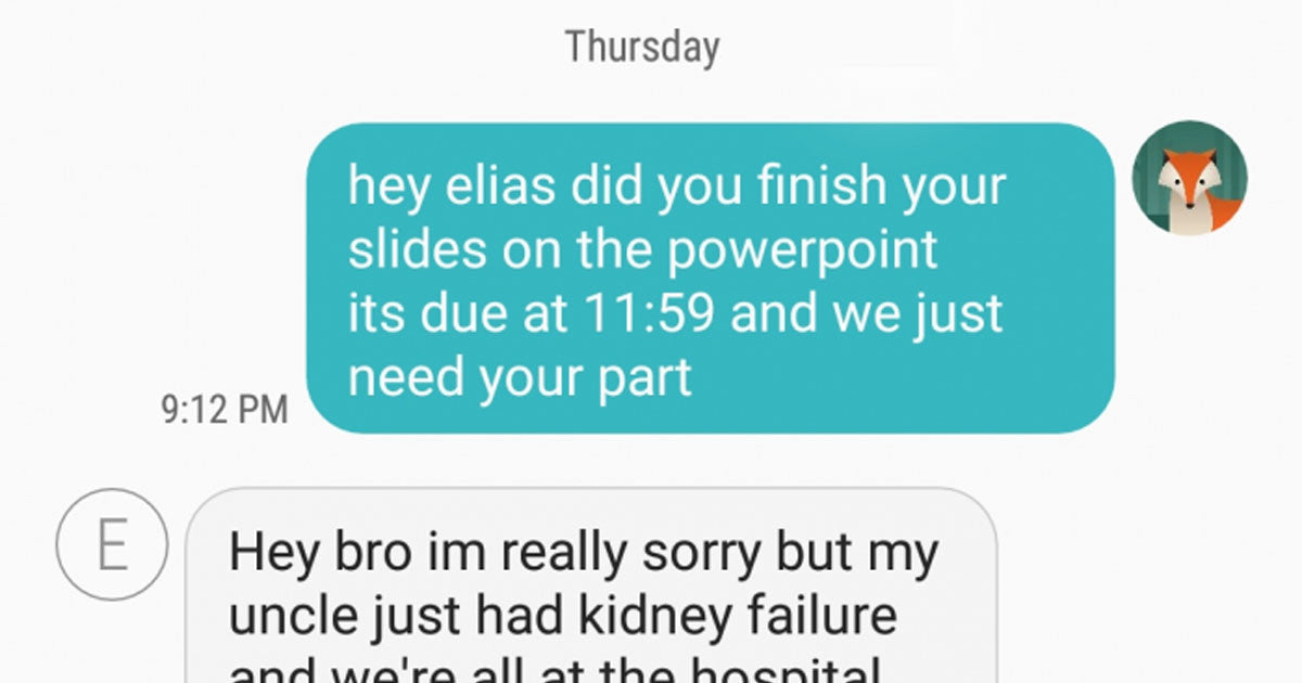 Student Gives Fake Excuse To Skip Group Project, Gets Caught - grandgoldman.com