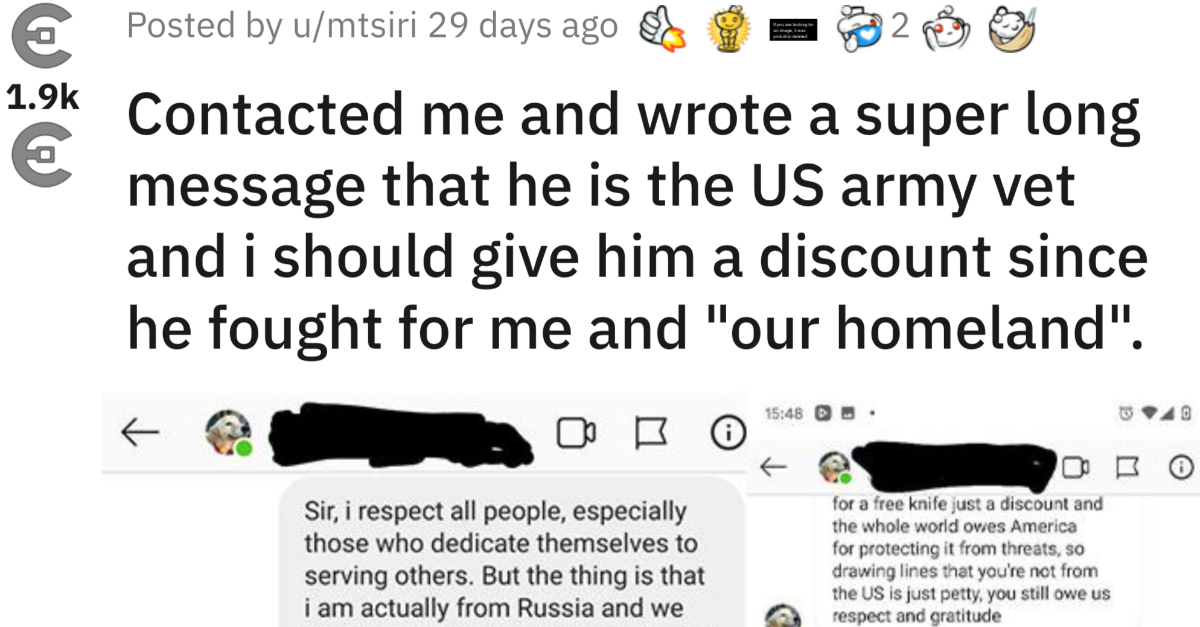 Army Vet Wants A Discount For Saving Russia From The War