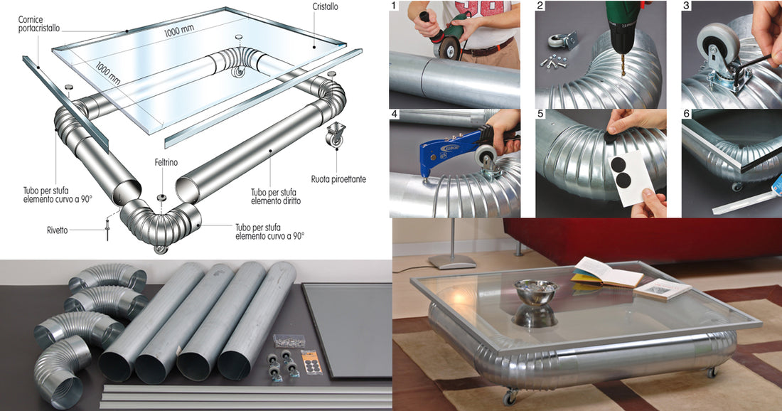 DIY Upcycled Stove Pipe Table: A Unique Glass Top Design