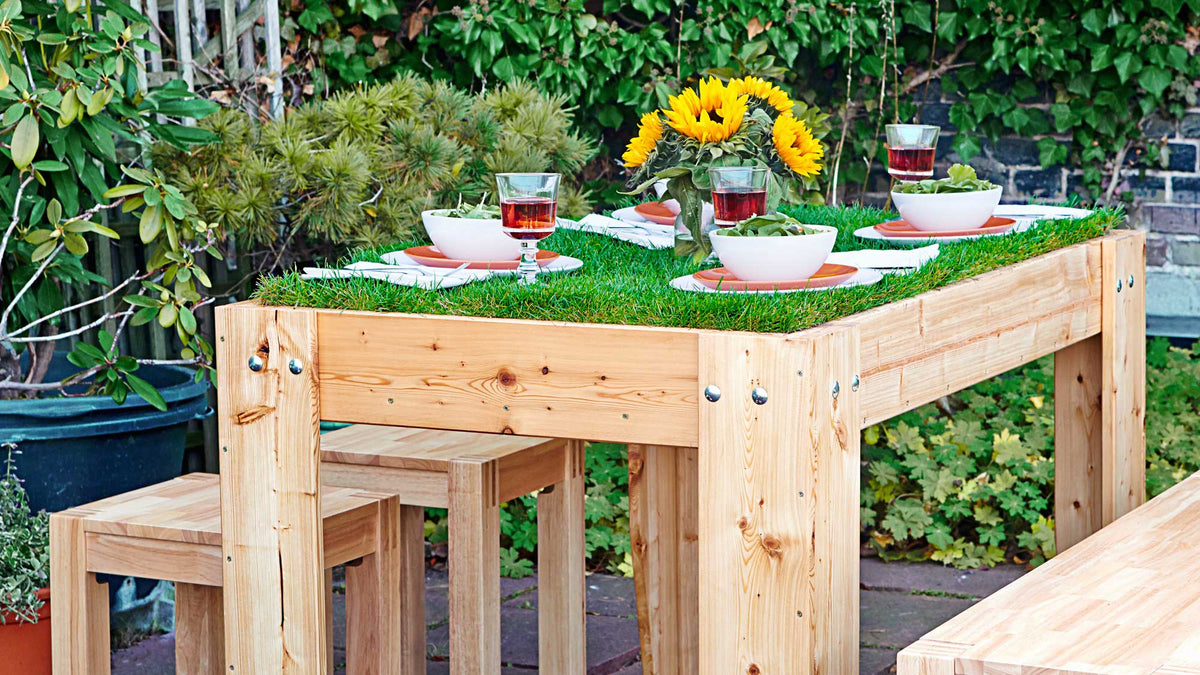 DIY Wooden Picnic Table with Grass Top | Build Your Own