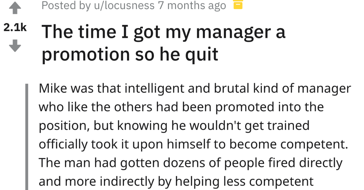 Employee Takes Revenge On Rude Manager By Getting Him “Promoted”