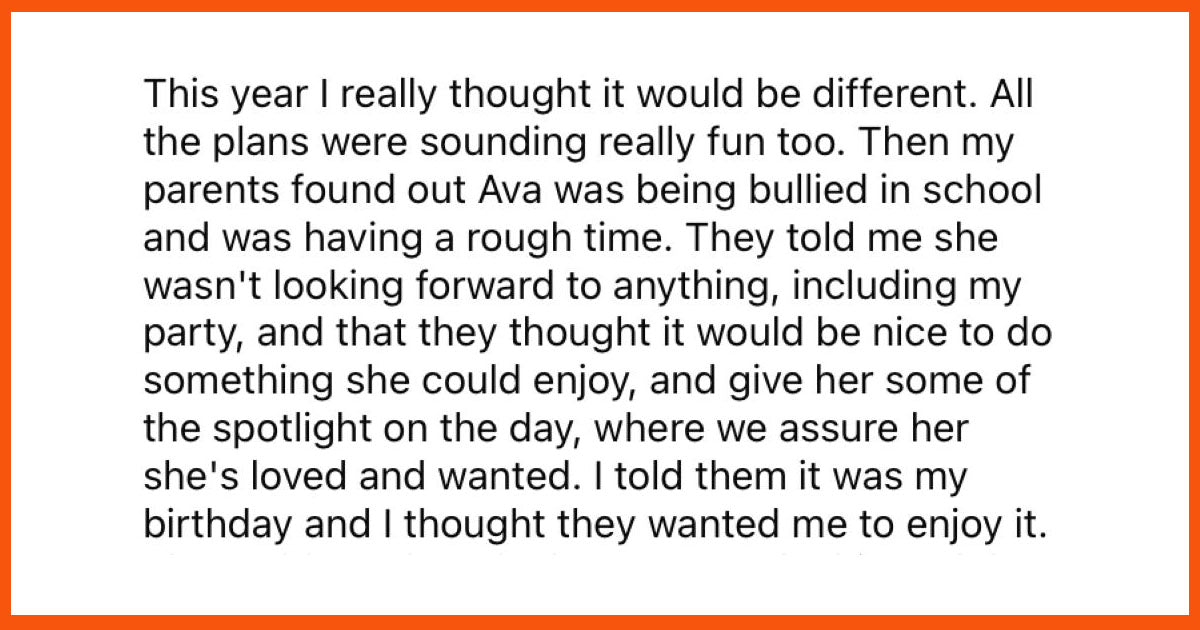 Awful Parents Make Son Feel Unwanted By Making His Birthday Party All About Their Daughter - grandgoldman.com